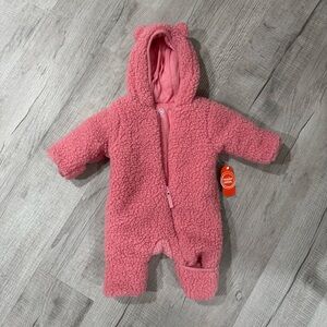 Wonder Nation Pink Sherpa Baby Footie